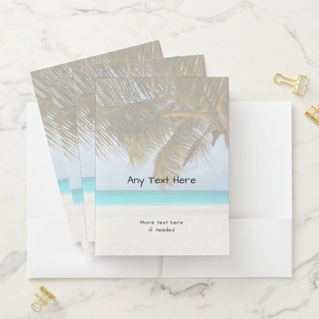 Tropical Palm Tree Beach Scene Custom Folder Set (In Situ)