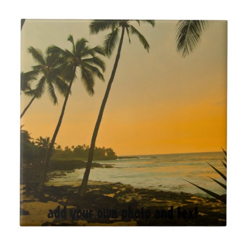 Tropical Palm Tree Beach Tile