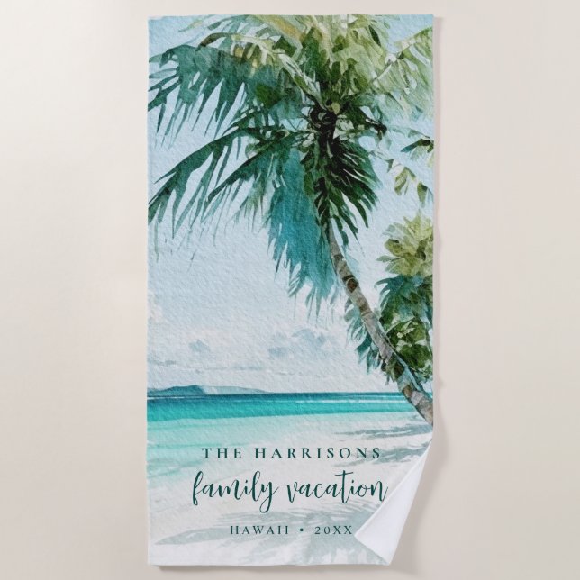 Tropical Palm Tree Beach  Towel (Front)