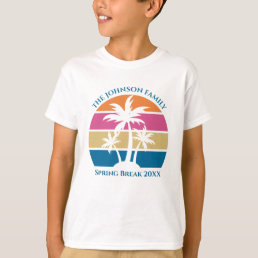 Tropical Palm Tree Beach Trip Sunset Custom Kids T-Shirt