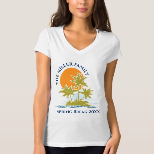 Tropical Palm Tree Beach Trip Sunset Cute Custom T_Shirt