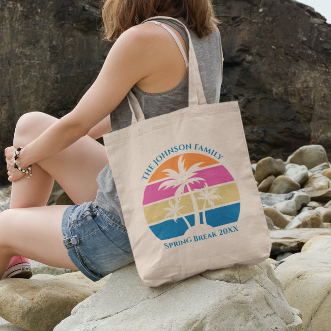 Tropical Palm Tree Beach Trip Sunset Cute Custom Tote Bag