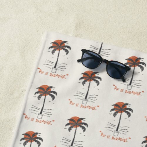 Tropical Palm Tree Beach Vibes Summer Sun Retro Beach Towel