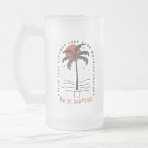 Tropical Palm Tree Beach Vibes Summer Sun Retro Frosted Glass Beer Mug