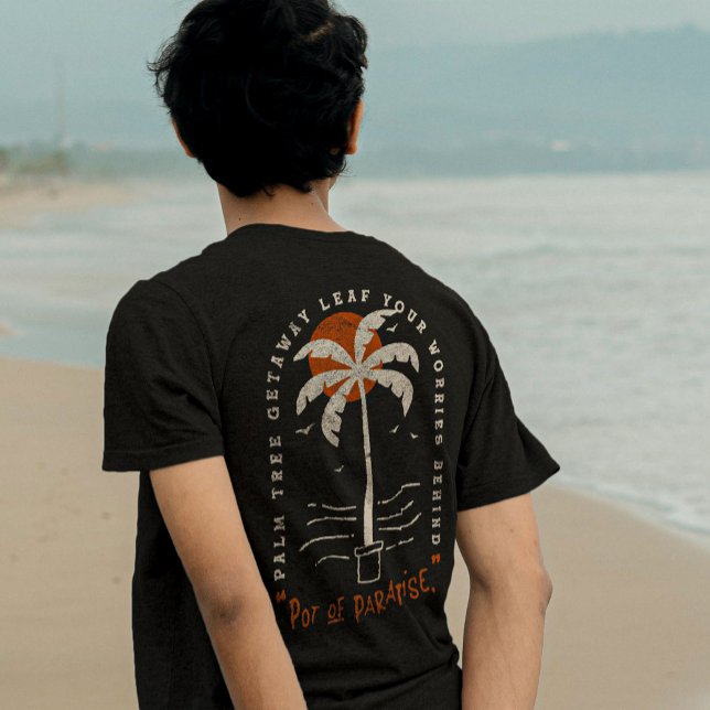 Tropical Palm Tree Beach Vibes Summer Sun Retro T-Shirt (Creator Uploaded)