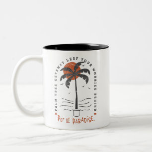 Tropical Palm Tree Beach Vibes Summer Sun Retro Two-Tone Coffee Mug