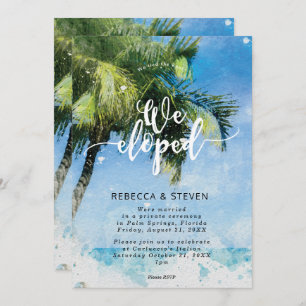 tropical palm tree beach we eloped invitation