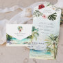 Tropical Palm Tree Beach Wedding All In One Invitation