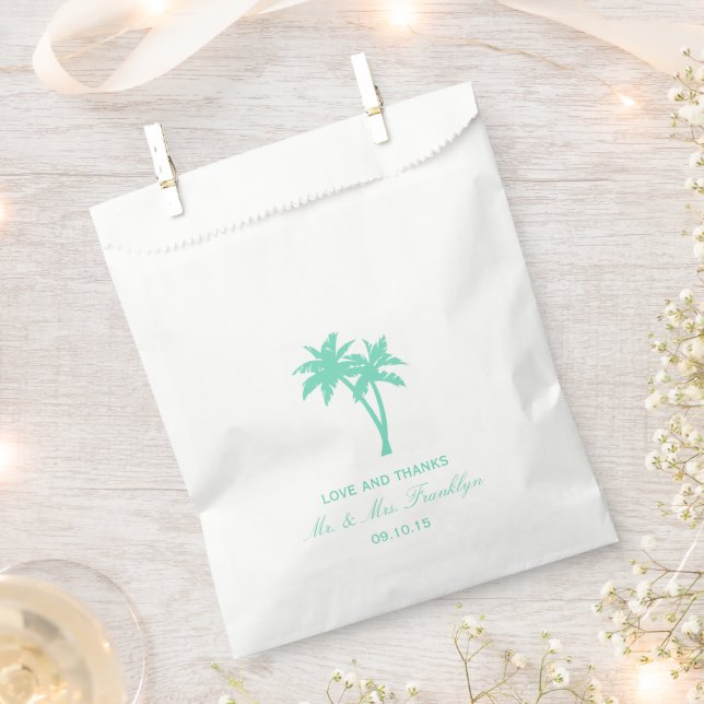 Tropical Palm Tree Beach Wedding Favor Bag (Clipped)