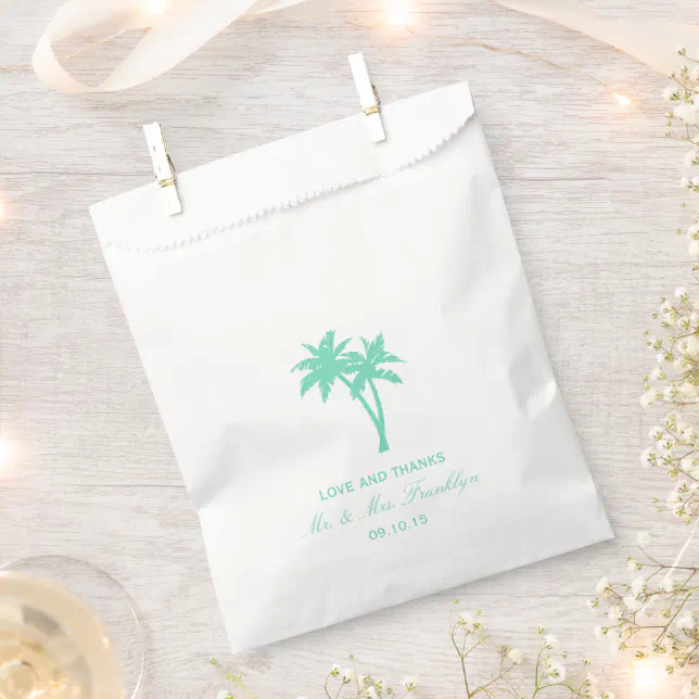 Tropical Palm Tree Beach Wedding Favor Bag | Zazzle