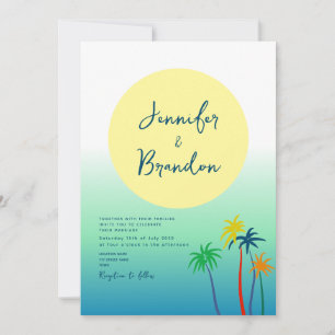 Tropical Palm Tree Beach Wedding Invitation