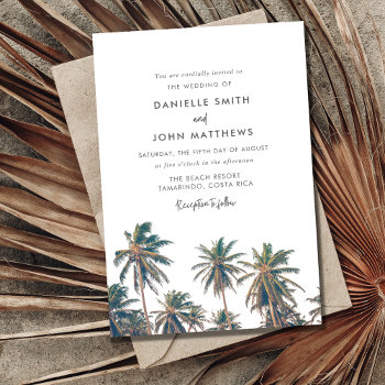Tropical Palm Tree Beach Wedding Invitation by TropicalPapers at Zazzle
