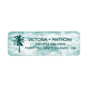 Tropical Palm Tree Beach Wedding Label