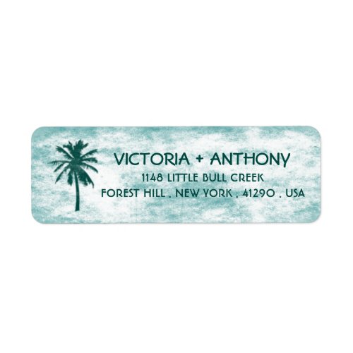 Tropical Palm Tree Beach Wedding Label