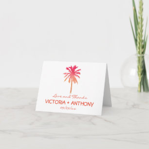 Tropical Palm Tree Beach Wedding Letterpress Thank You Card