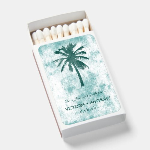 Tropical Palm Tree Beach Wedding Matchboxes