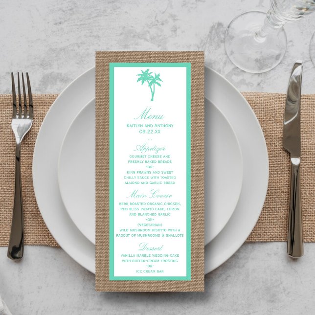 Tropical Palm Tree Beach Wedding Menu (Creator Uploaded)