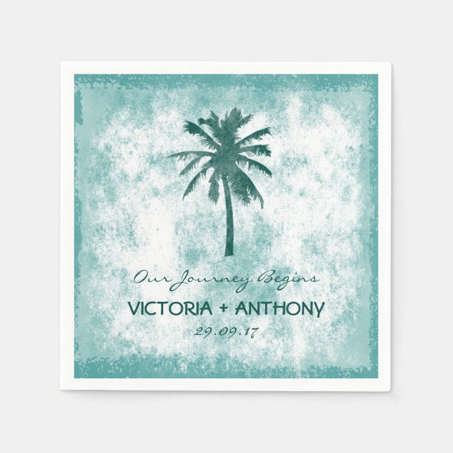 Tropical Palm Tree Beach Wedding Napkins (Front)