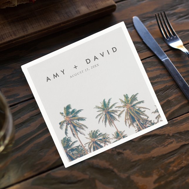 Tropical Palm Tree Beach Wedding Napkins (Creator Uploaded)