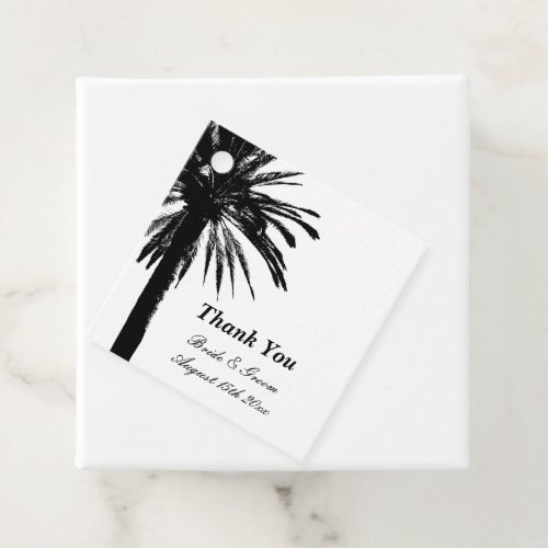 Tropical palm tree beach wedding party favor tags