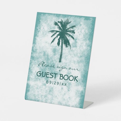 Tropical Palm Tree Beach Wedding Pedestal Sign