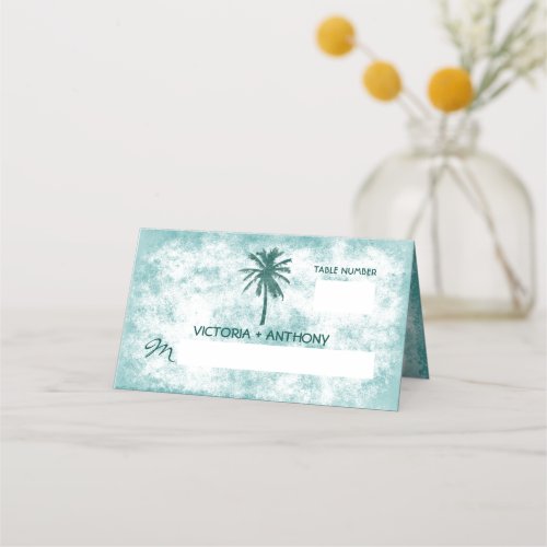 Tropical Palm Tree Beach Wedding Place Card