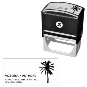 Tropical Palm Tree Beach Wedding Return Address Self-inking Stamp