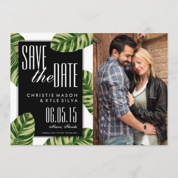 Tropical Palm Tree Beach Wedding Save The Date by OakStreetPress at Zazzle