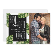 Tropical Palm Tree Beach Wedding Save the Date