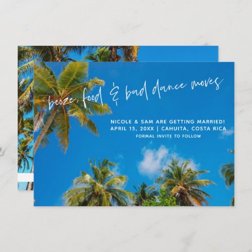 Tropical Palm Tree Beach Wedding Save the Date