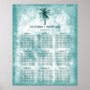 Tropical Palm Tree Beach Wedding Seating Chart
