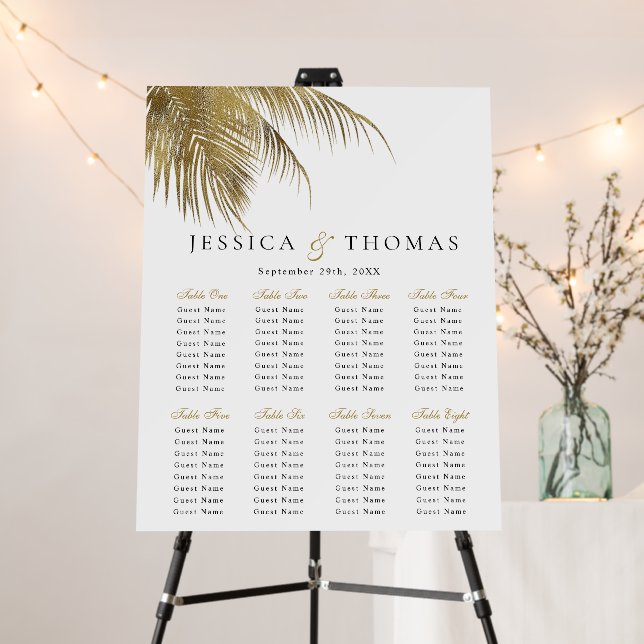Tropical Palm Tree Beach Wedding Seating Chart Foam Board (In Situ (Stand))