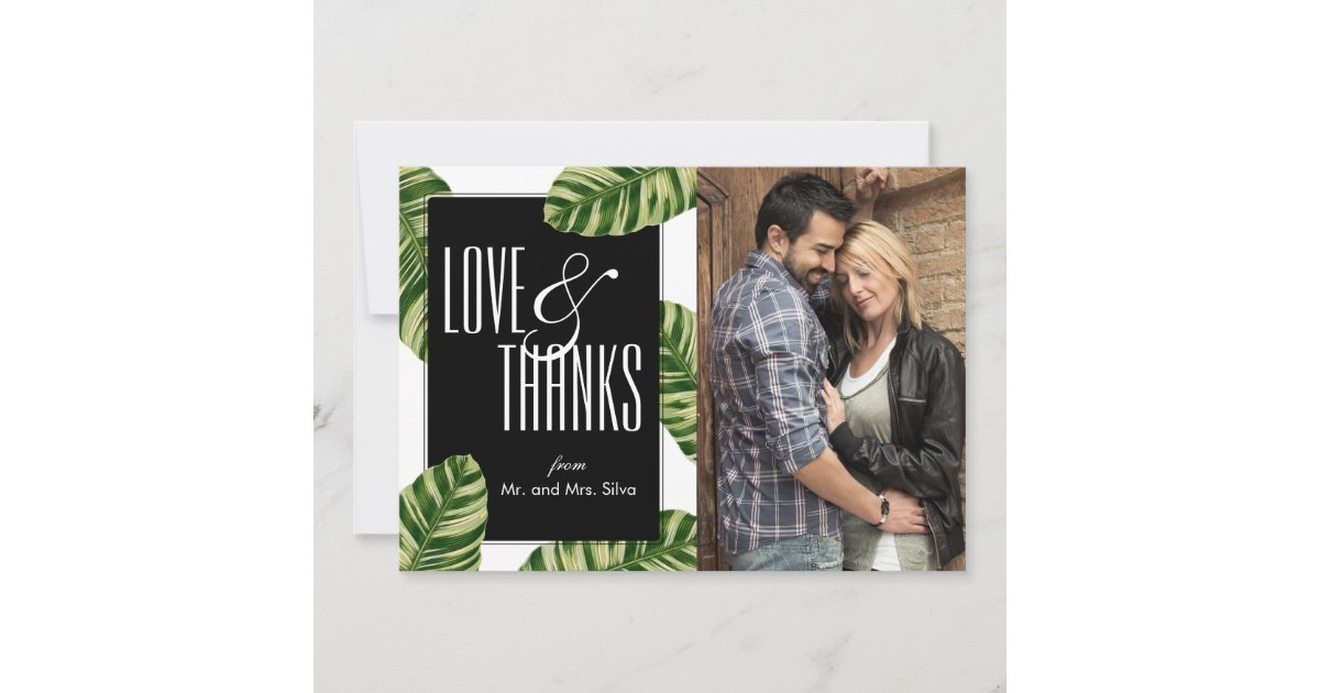 Tropical Palm Tree Beach Wedding Thank You Card | Zazzle