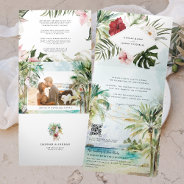 Tropical Palm Tree Beach Wedding Tri-fold Invitation at Zazzle