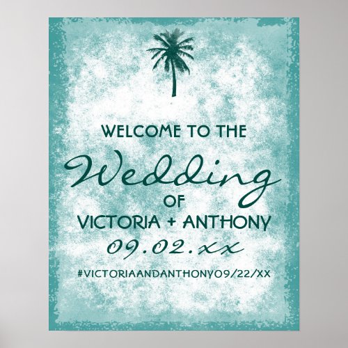 Tropical Palm Tree Beach Wedding Welcome Poster
