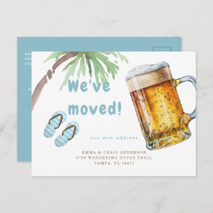 Tropical Palm Tree Beer Mug We've Moved Postcard