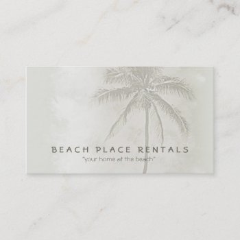 Tropical Palm Tree Beige Business Card by Beachwalker at Zazzle