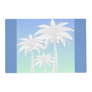  Tropical Palm Tree Blue Green Beach Laminated Placemat