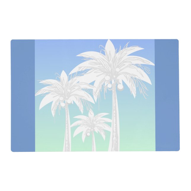  Tropical Palm Tree Blue Green Beach Laminated Placemat (Front)