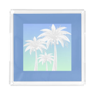  Tropical Palm Tree Blue Green Beach Summer Island Acrylic Tray