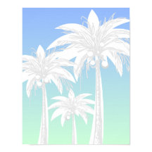 Tropical Palm Tree Blue Green Ombre Beach House