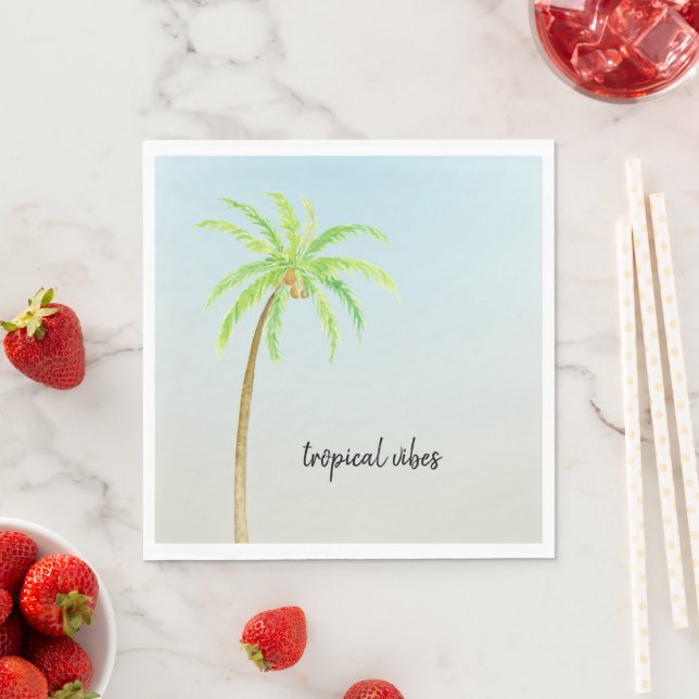 Tropical Palm Tree Blue Ombre Napkins (Insitu)