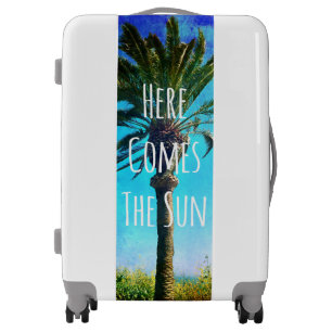 Tropical Palm Tree Blue Sky Here Comes The Sun Luggage