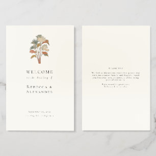 Tropical Palm Tree Boho Wedding Program Brochure