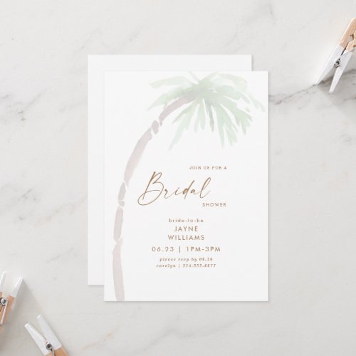 Tropical Palm Tree Bridal Shower Invitation