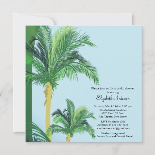 Tropical Palm Tree Bridal Shower Invitation