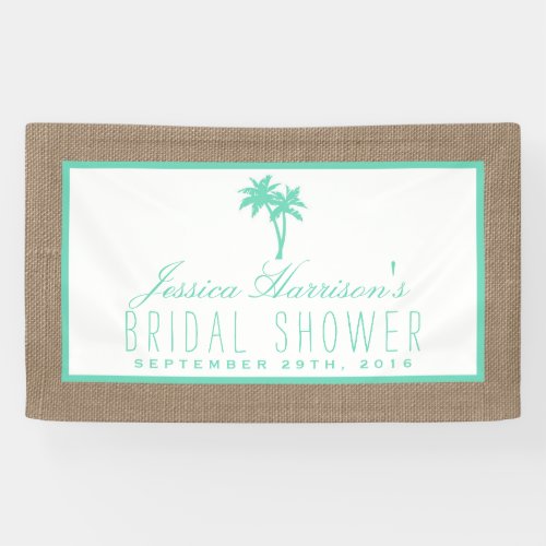 Tropical Palm Tree Burlap Beach Bridal Shower Banner