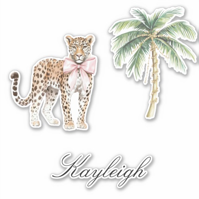 Tropical Palm Tree Cheetah Leopard Sticker (Front)