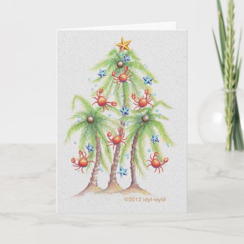 Tropical palm tree Christmas card