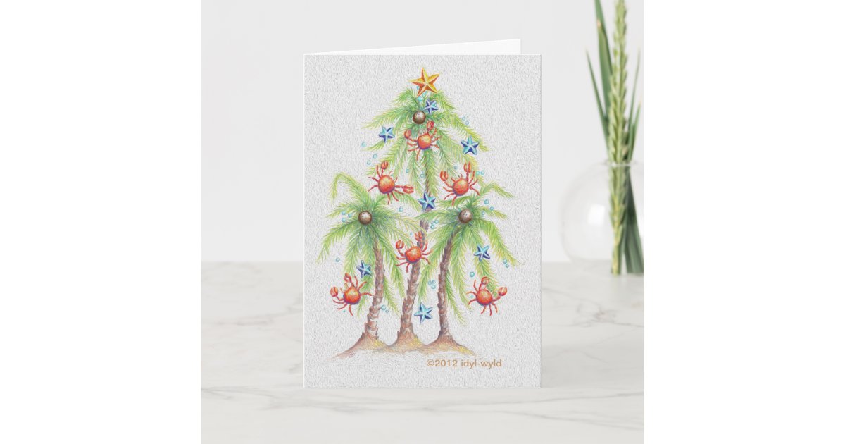 Tropical palm tree Christmas card | Zazzle
